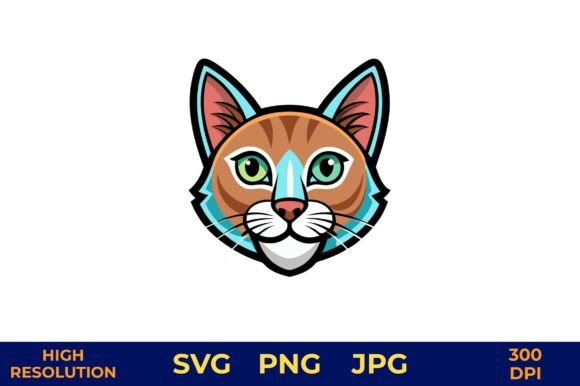 Cartoon Cat Face Vector Illustration