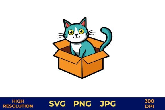 Cartoon Cat Peeking from Open Box Vector
