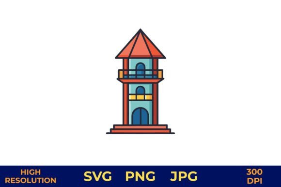 Cartoon Cat Tower House Vector