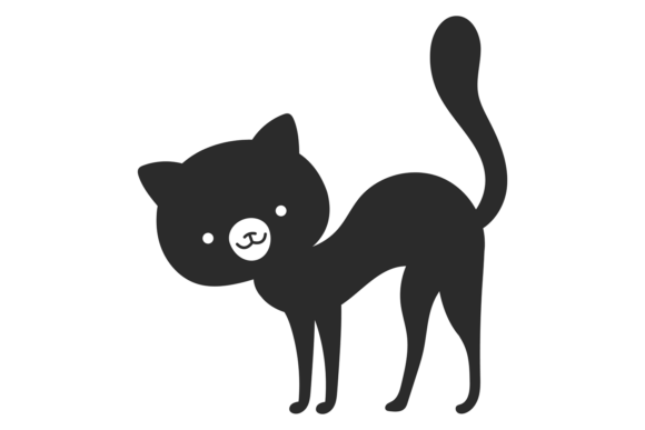 Cat Black Icon. Cute Playful Pet Silhouette