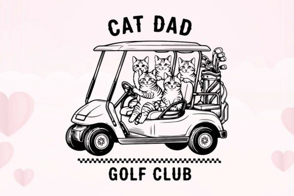 Cat Dad Golf Club Funny Feline Tee