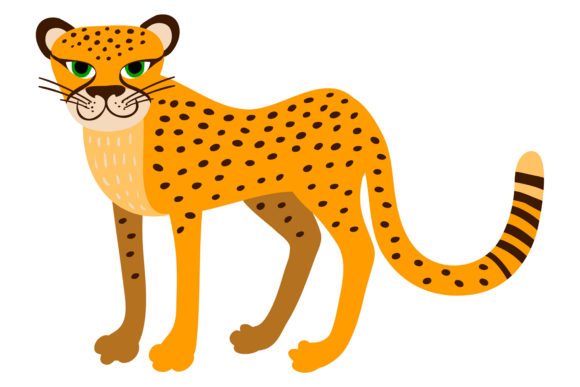 Cheetah Cartoon Icon. Wild Jungle Cat Ch