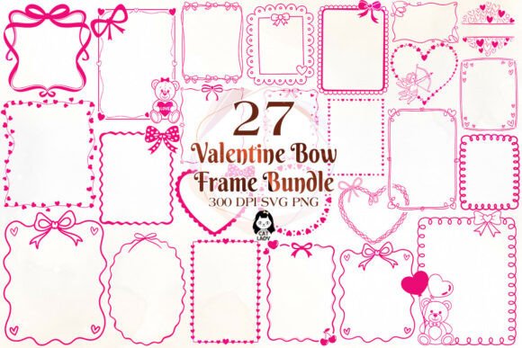 Coquette Valentine Bow Frame SVG Bundle