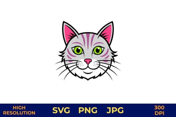 Cute Cartoon Cat Face Vector