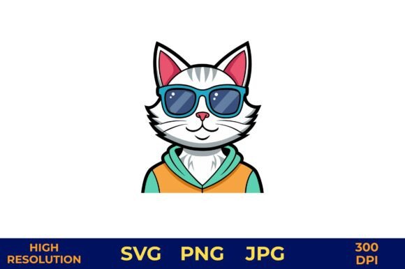 Cute Cartoon Cat in Sunglasses Vector