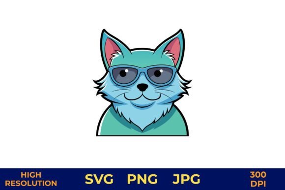Cute Cartoon Cat with Sunglasses Vector