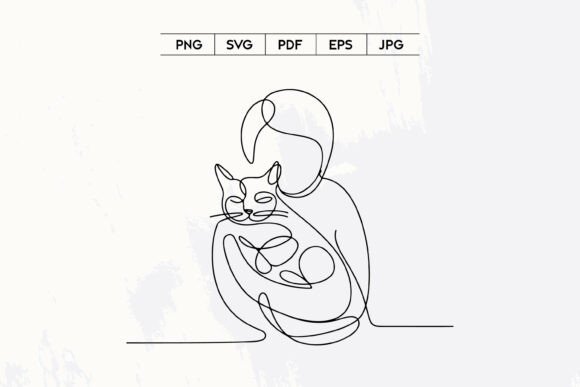 Cute Cat Butterfly Line Art Design