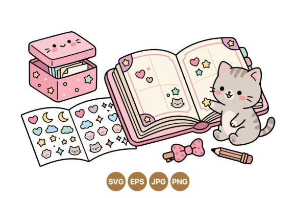 Cute Cat Planner Clipart Set