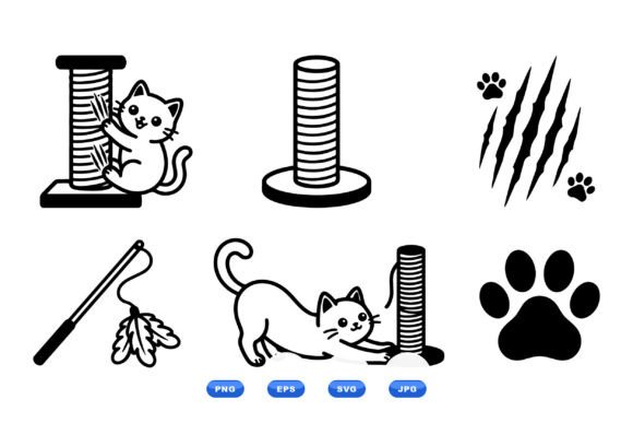 Cute Cat Scratcher Clipart Set