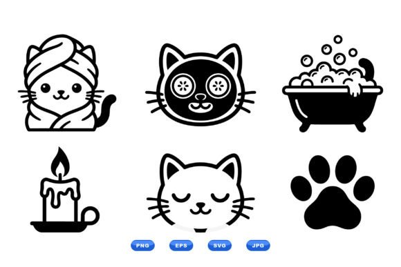 Cute Cat Spa Icon Set