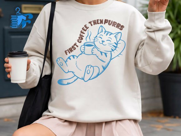 Cute Relaxing Cat Coffee Lover Funny