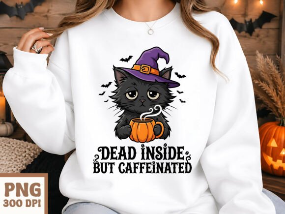 Dead Inside but Caffeinated Black Cat
