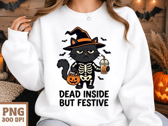 Dead Inside but Festive Black Cat