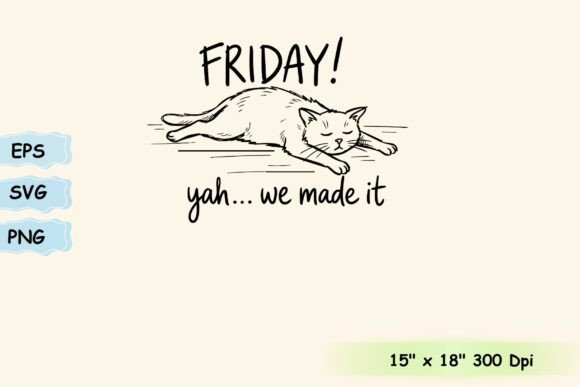 Funny Friday Cat Weekend Typography
