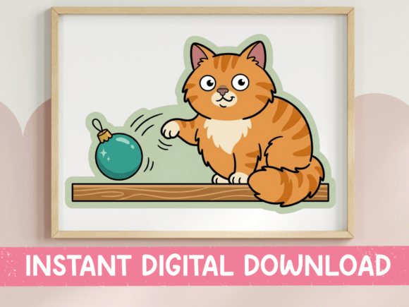 Funny Orange Cat Knocking Ornament