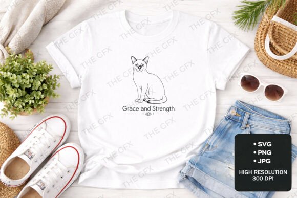 Grace and Strength Cat Line Art Design