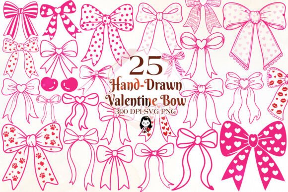 Hand-Drawn Valentine Bow SVG Bundle