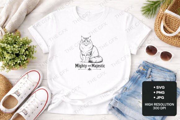 Mighty and Majestic Cat Line Art Design