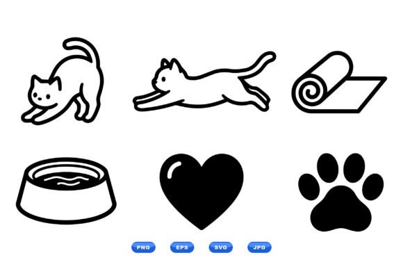 Minimal Cat Icon Clipart Set