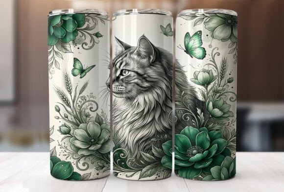 Mystical Cat Flowers 20 Oz Tumbler Wrap