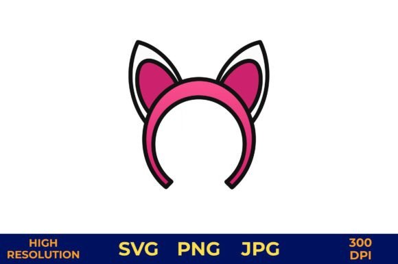 Pink Cat Ear Headband Vector Design