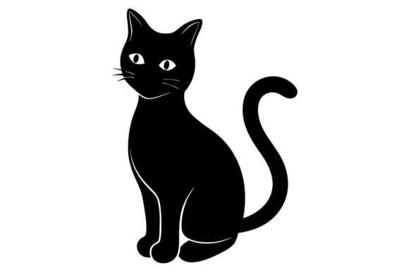 Silhouette of a Curious Sitting Cat