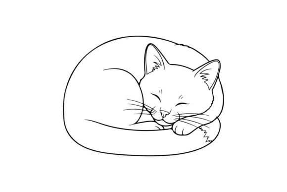Sleeping Cat Outline