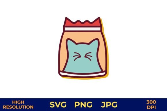 Sleepy Cat Vector Treat Bag Illustration