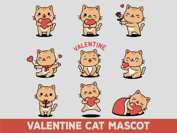 Valentine Cat Mascot