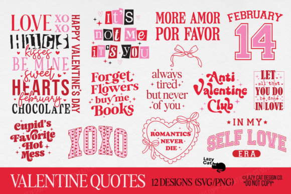Valentine Love Quotes SVG PNG Bundle